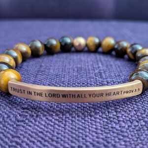 Inspirational Gold and Brown Beaded Bracelet